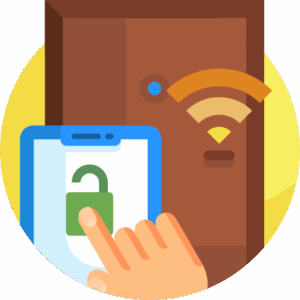 Smart door icon representing garage door automation