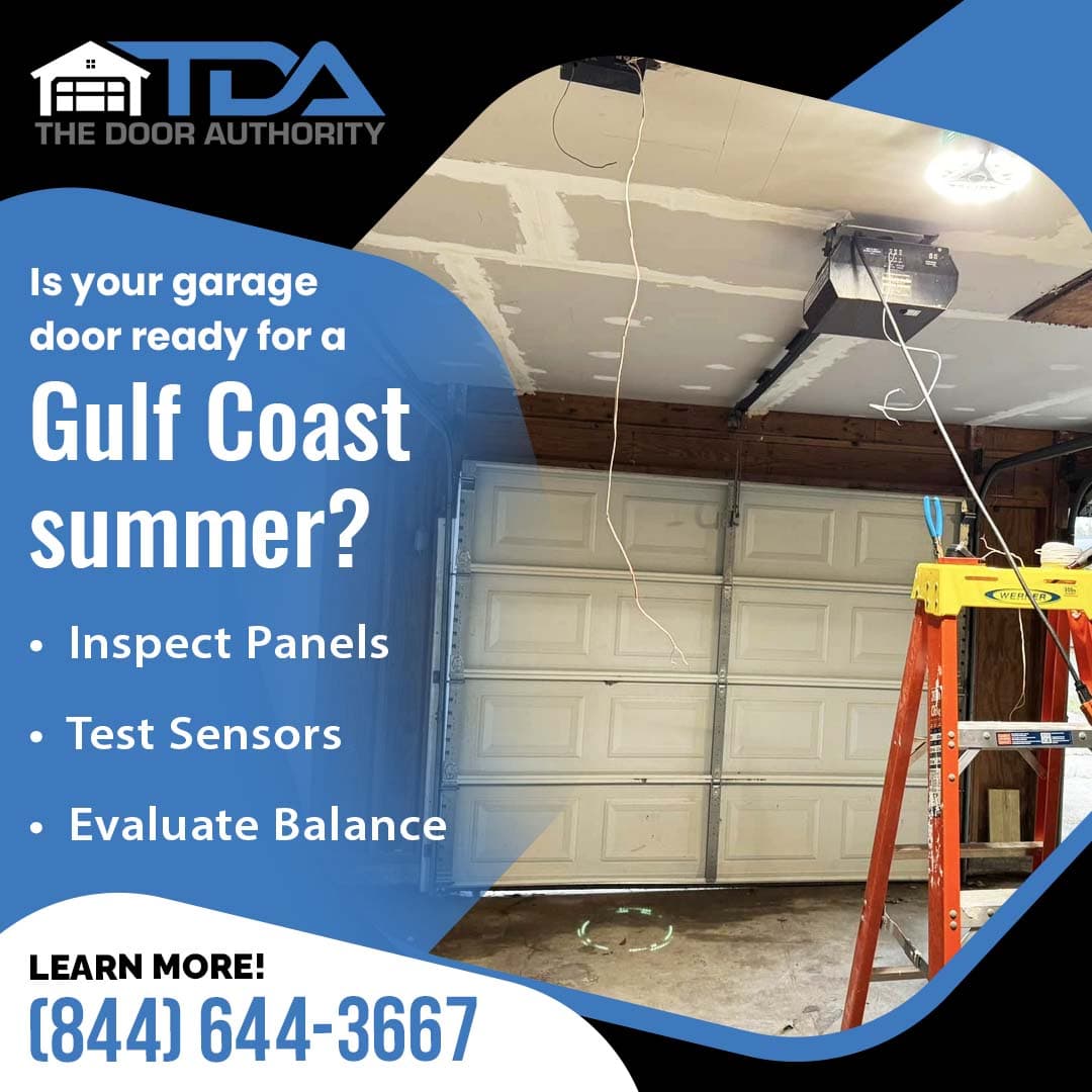 Residential garage door inspection including sensors, panels, and balance testing