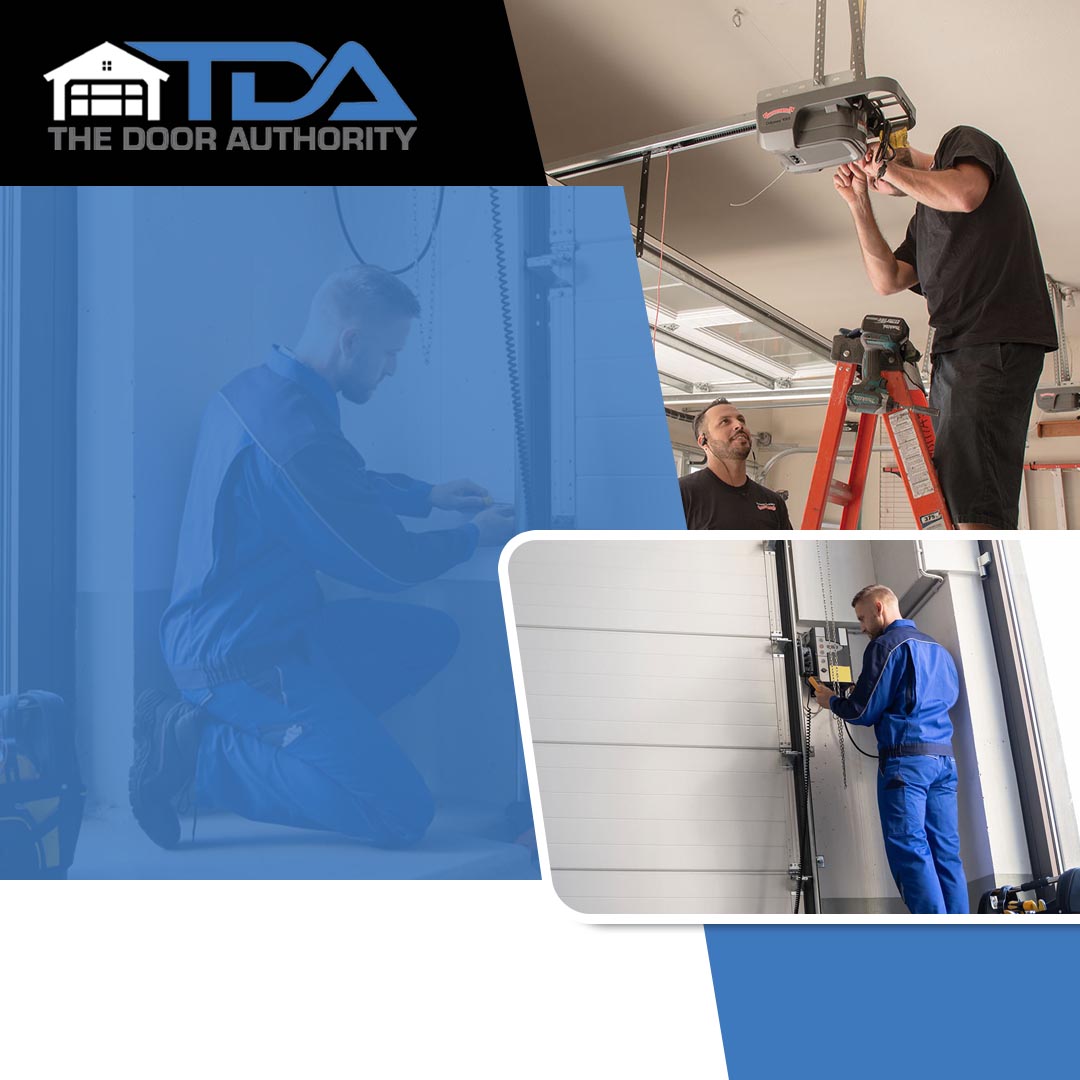 Garage door technicians performing garage door opener installation, system maintenance, and commercial garage door inspections to improve safety, reliability, and long-term performance.